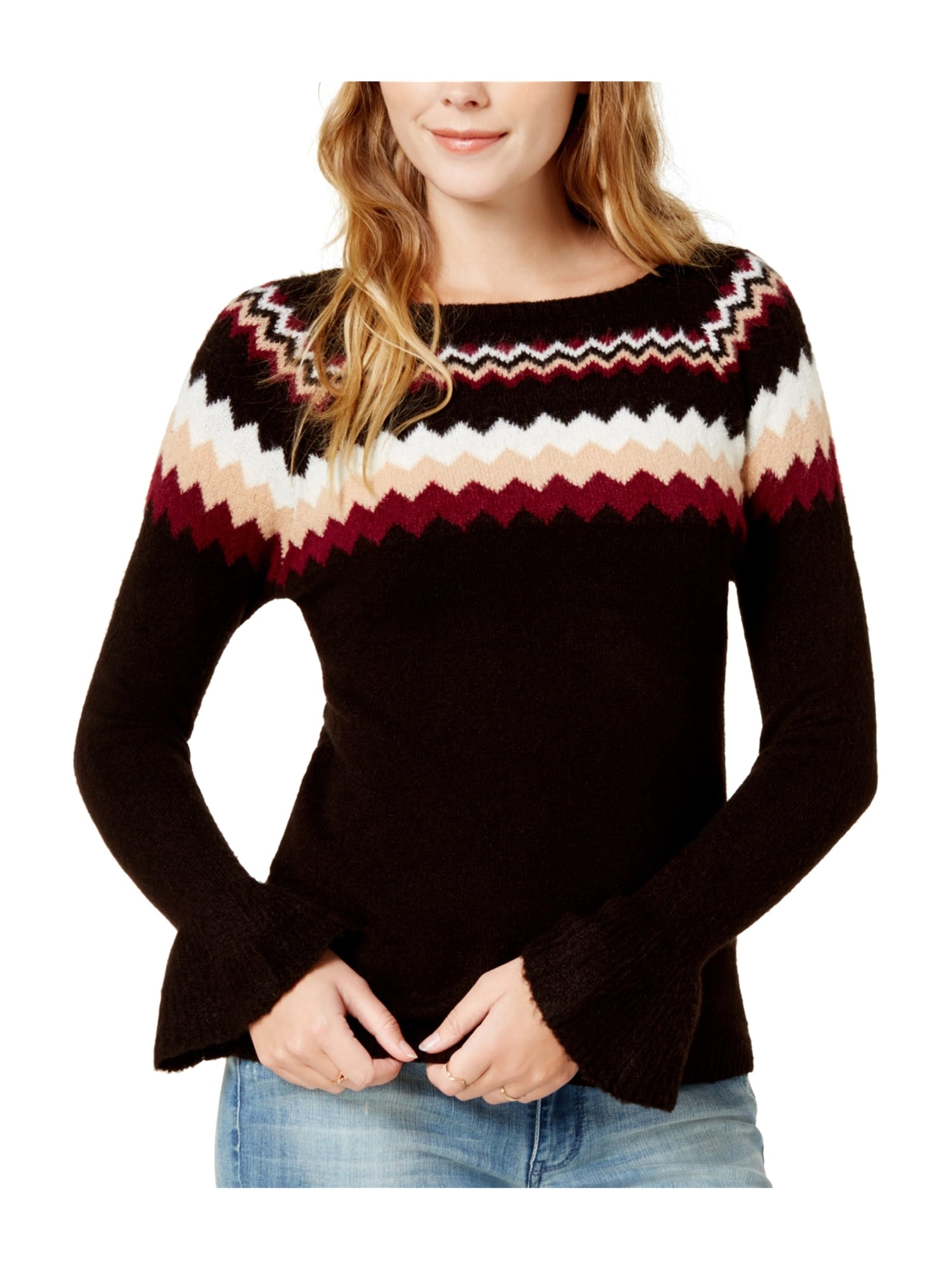 Kensie Womens Knit Fair Isle Pullover Sweater boo M Kensie Womens Knit Fair Isle Pullover Sweater boo M