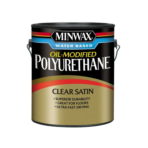 Minwax 710330000 Water-Based Oil-Modified Polyurethane, Warm Satin, Clear, 1 Gallon, (1 Piece, 1 Pack)