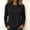 Black, variant on Women Crew Neck Long Sleeve Cotton Top Solid Color Casual Basic Tee for Daily Wear