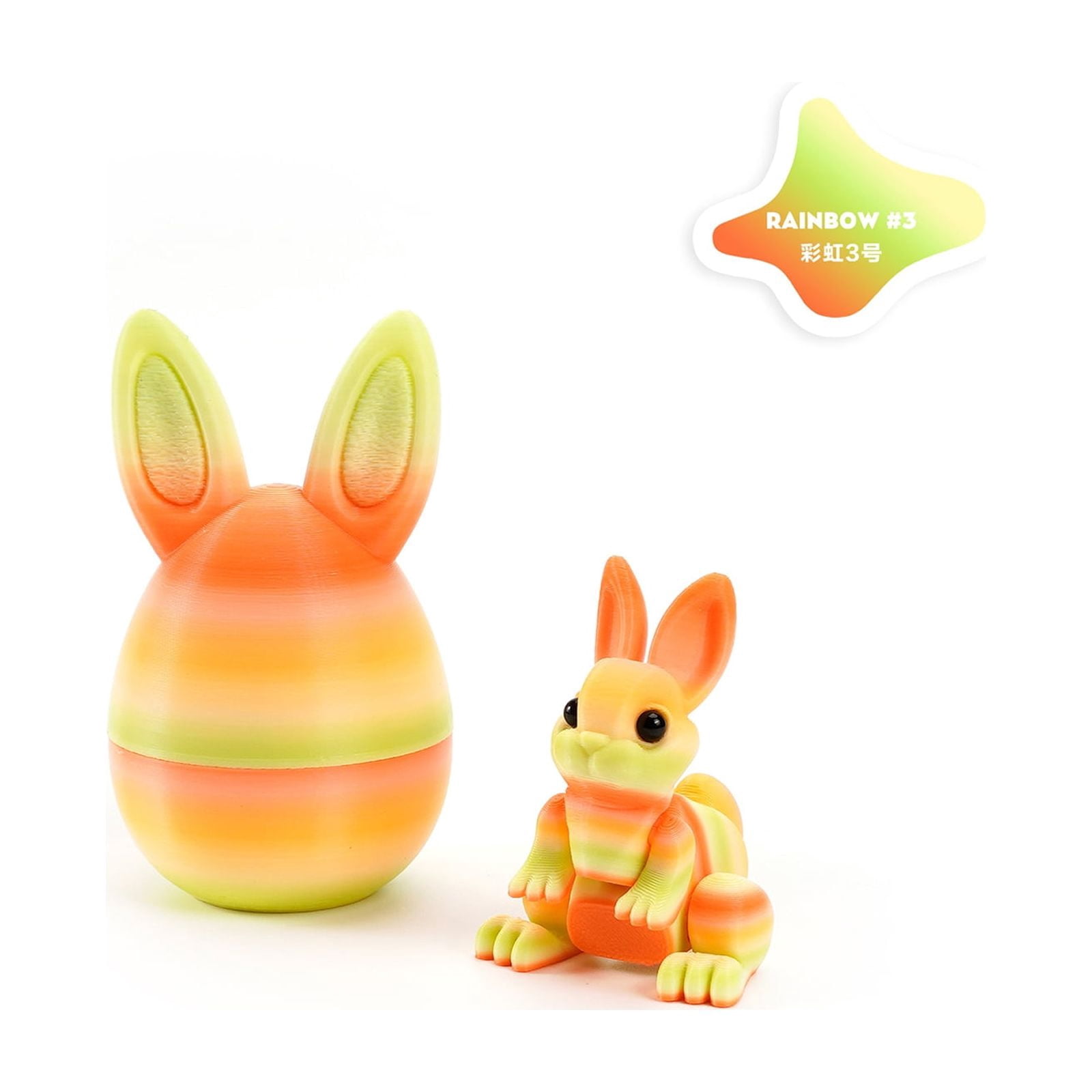 6Pcs 3.27Inch 3D Printed Easter Eggs Basket Stuffers, Mystery Egg Includes Bunny, for Easter Gifts Home Executive Desk Decorations