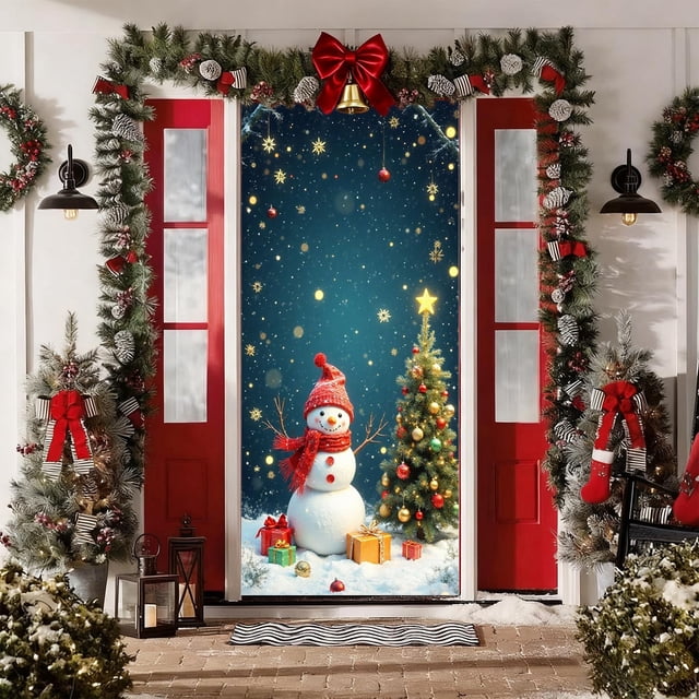 Herunwer Christmas Door Cover - Santa Claus Holiday Banner for Party Decoration