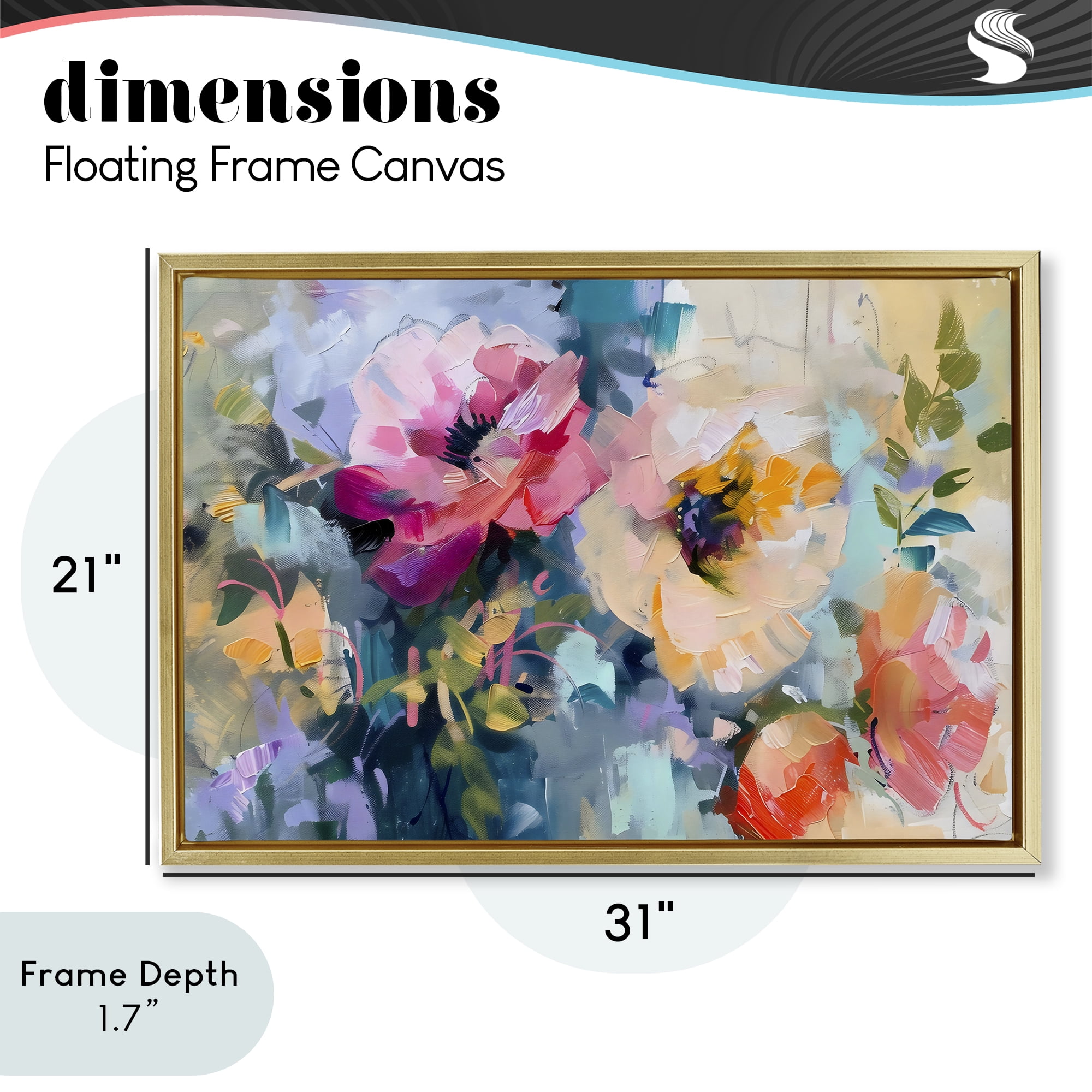 Stupell Industries Vibrant Florals Brushed Abstract Gold Framed Floater Canvas Wall Art, design by Creative Studio