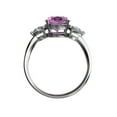 thumbnail image 2 of Star K� Three 3 Stone 8mm Round Created Pink Sapphire Trillion Engagement Promise Comfort fit Ring, 2 of 9
