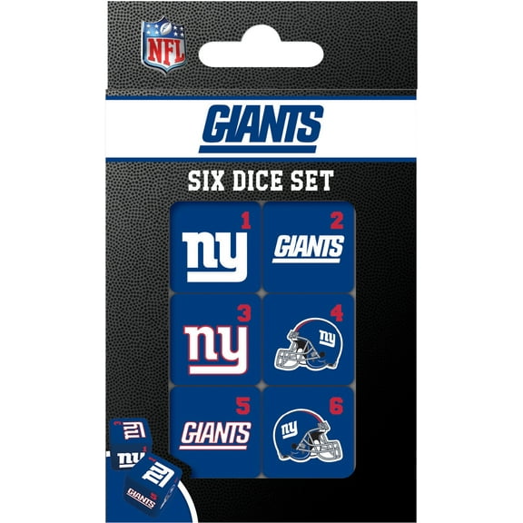 MasterPieces Officially Licensed NFL New York Giants - 6 Piece D6 Gaming Dice Set Ages 6 and Up