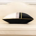 thumbnail image 4 of Funda de cojín de terciopelo a rayas de cuero azul marino, blanco y dorado, funda de almohada moderna de lujo, almohada decorativa para sofá, sala de estar, dormitorio, coche, 4 of 7