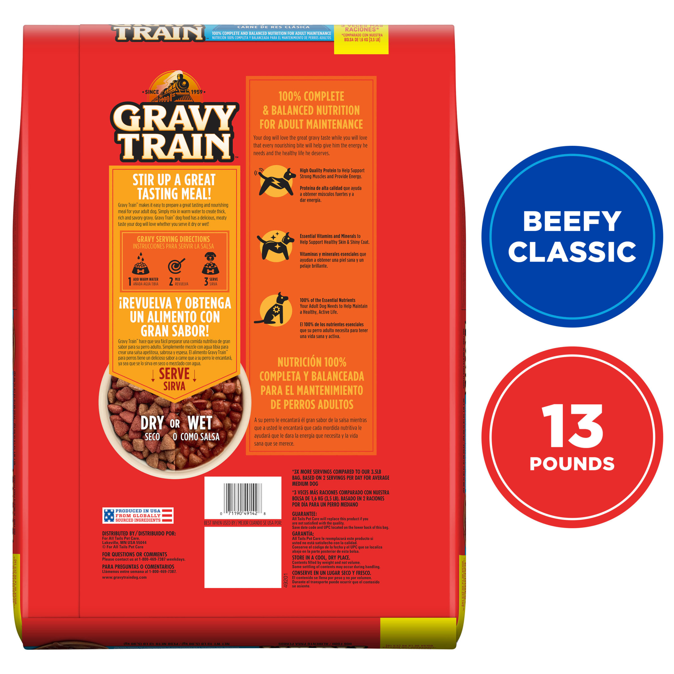 Gravy Train Beefy Classic Dry Dog Food, 13 lb photo 2