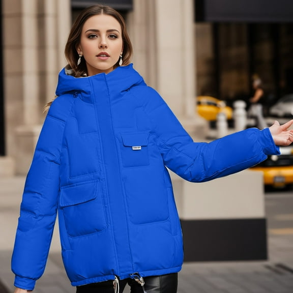 Women's Autumn Winter Hooded Loose Thick Warm Casual Jacket Coat" Mid Length Winter Coat Women Pocket down Coat Warmest Women Coat Women Jackets for Fall Winter Jacket Women And Jacket Petite for