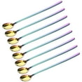 thumbnail image 7 of 8pcs Long Handle Ice Cream Spoon 9.4" Stainless Steel Scoop Stirring Scooping Green+Purple, 7 of 7