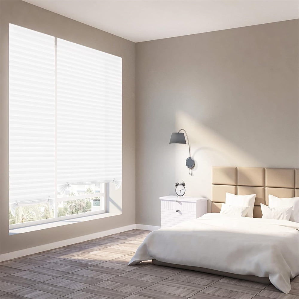 NOGIS 2Pcs Temporary Window Blinds, Pleated Window Shades Cordless Fabric Shades Light Filtering Fabric Blinds for Windows,Easy to Cut and Install - 35.4*70.8inch