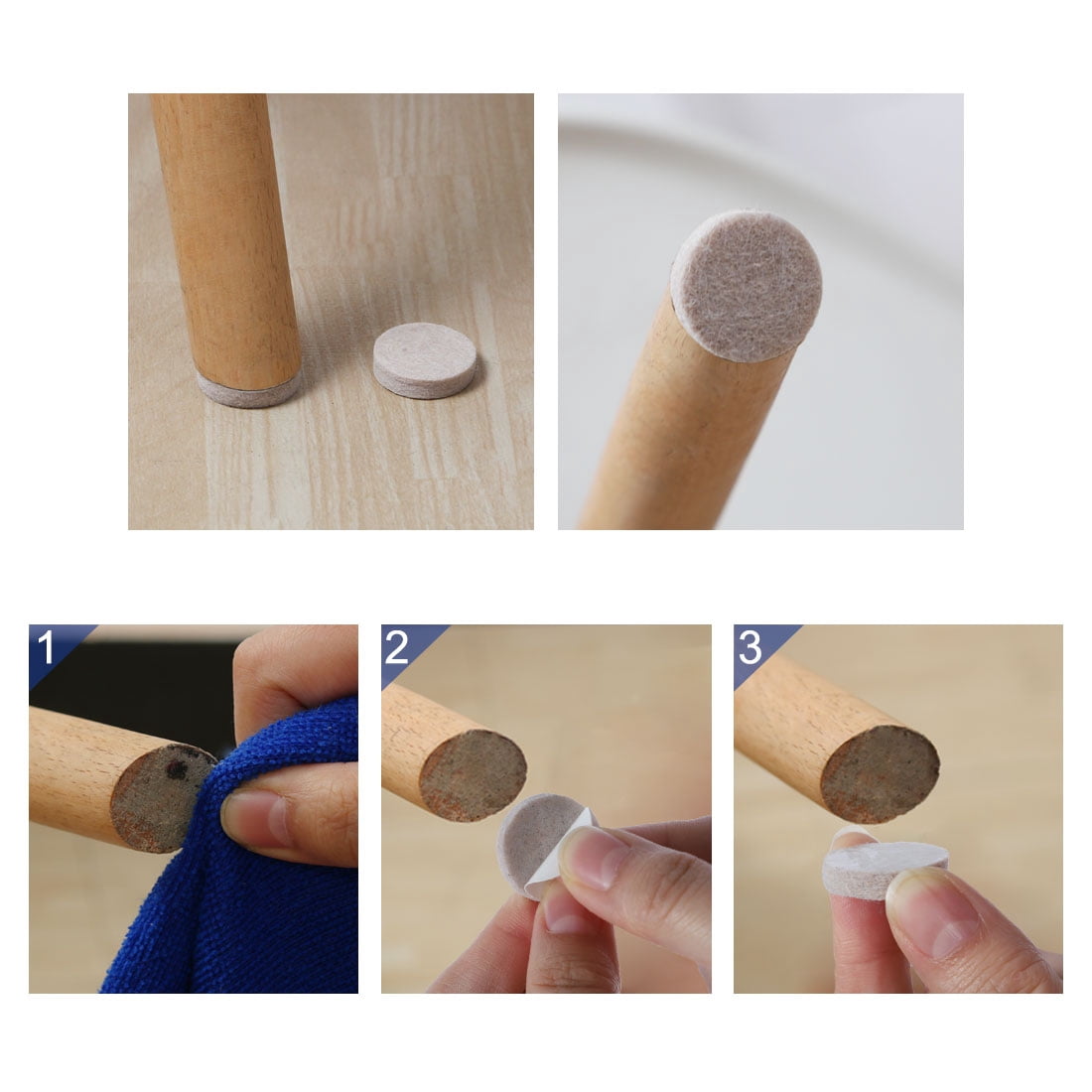 Unique Bargains 80pcs Round Self-stick Non-slip Anti-scratch Felt Pad for Floor Protection