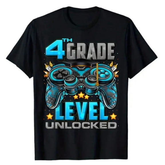 4th Grade Level Unlocked Shirt Back To School T-Shirt, T-Shirt for Kids Youth, 180gsm, 100% Cotton
