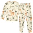 thumbnail image 2 of Dailycode Cotton Pajama Set Snug Fit Long Sleeve Top and Pants for 18M-8Y Baby Deer and Leaves, 2 of 7