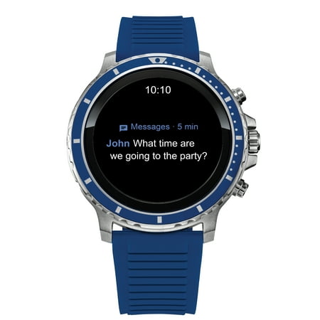 Citizen - CZ Smart HR Heart Rate Smartwatch 46mm Blue Silicon Stainless Steel watch, Powered by Google Wear OS - Blue