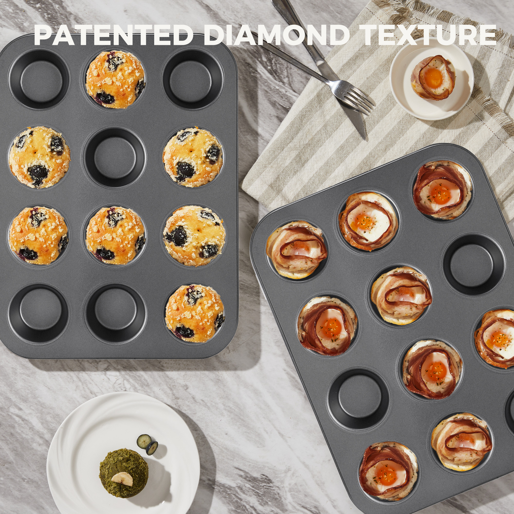 HONGBAKE Nonstick Muffin Pan, 12-Cup, 2-Pack photo 2