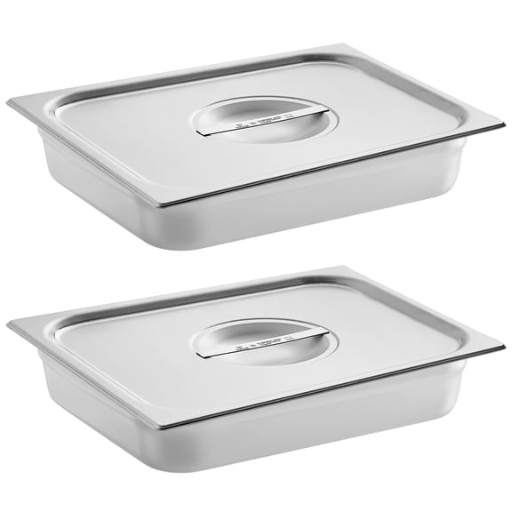 HeroFiber Half Size Stainless Steel Chafing Dish Pans with Lids 2 Pack
