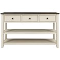 thumbnail image 6 of Retro Design Console Table with Two Open Shelves, Entryway Sofa Side Table with Pine Solid Wood Frame and Legs, for Living Room, Hallway(Espresso+Beige), 6 of 9