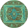 thumbnail image 1 of Ahgly Company Machine Washable Indoor Round Persian Turquoise Blue Traditional Area Rugs, 5' Round, 1 of 4