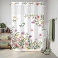 thumbnail image 6 of No Hook Shower Curtain, Pink Spring Floral Shower Curtains for Bathroom with See Through Top Window, Watercolor Botanical Wildflowers Waterproof & Washable Bath Curtain 60"x72", 6 of 9