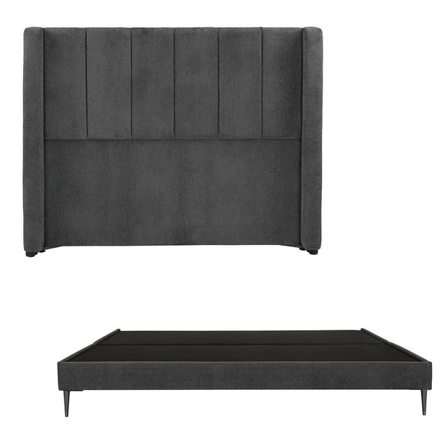 Cabecera King Size Foss Gris Carbon+ Box Base Cama Slim King Size