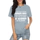thumbnail image 4 of Gibobby Blusa Casual de Mujer Top moda Blusa manga corta con estampado mujer Camiseta con letras Blusa mujer con cuello redondo(Gris,M), 4 of 5