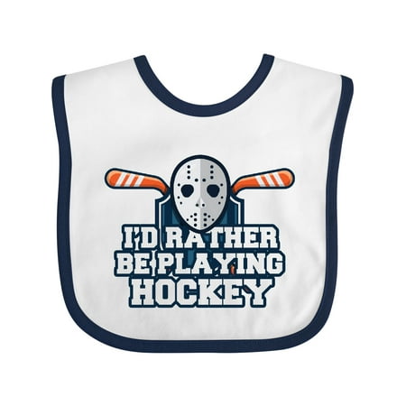 

Inktastic I d Rather Be Playing Hockey Gift Baby Boy or Baby Girl Bib