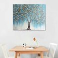 thumbnail image 2 of Orinice  Tree Wall Art Teal Blue Nature Tree of Life Abstract Canvas Painting Textured Picture, Modern Large Panoramic Landscape Artwork Framed for Living Room Bedroom Bathroom Office Home20x16in, 2 of 3
