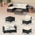 thumbnail image 2 of 5 Piece Modular Patio Furniture Set, L-Shape Wicker Outdoor Sectional with 3 Chairs, Ottoman & Glass Table, Cream White PE Rattan Sofa Set for Garden, Backyard and Patio, 2 of 7
