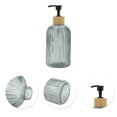 thumbnail image 5 of Unique Bargains 1 Pc Round Bottom Vertical Stripe Soap Dispenser 13.53oz Gray Black, 5 of 6