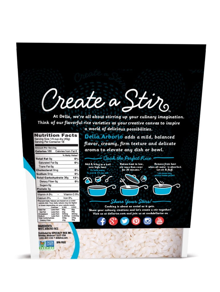 Pack of 6, Della Gourmet Arborio White Rice, 28 oz