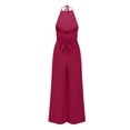 thumbnail image 3 of Fashion Jumpsuits for Women Dressy Plus Size Loose Casual Flat Shoulder Wrapped Chest Wide Leg Jumpsuit, 3 of 5