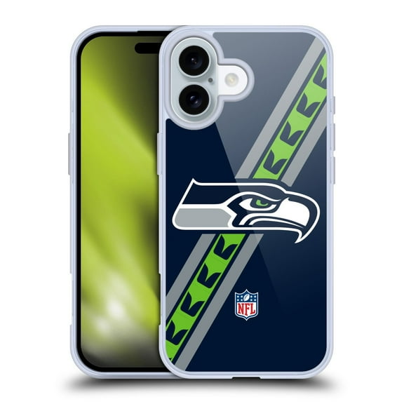 Head Case Designs NFL Seattle Seahawks Logo Stripes Soft Gel Case for Apple iPhone 16