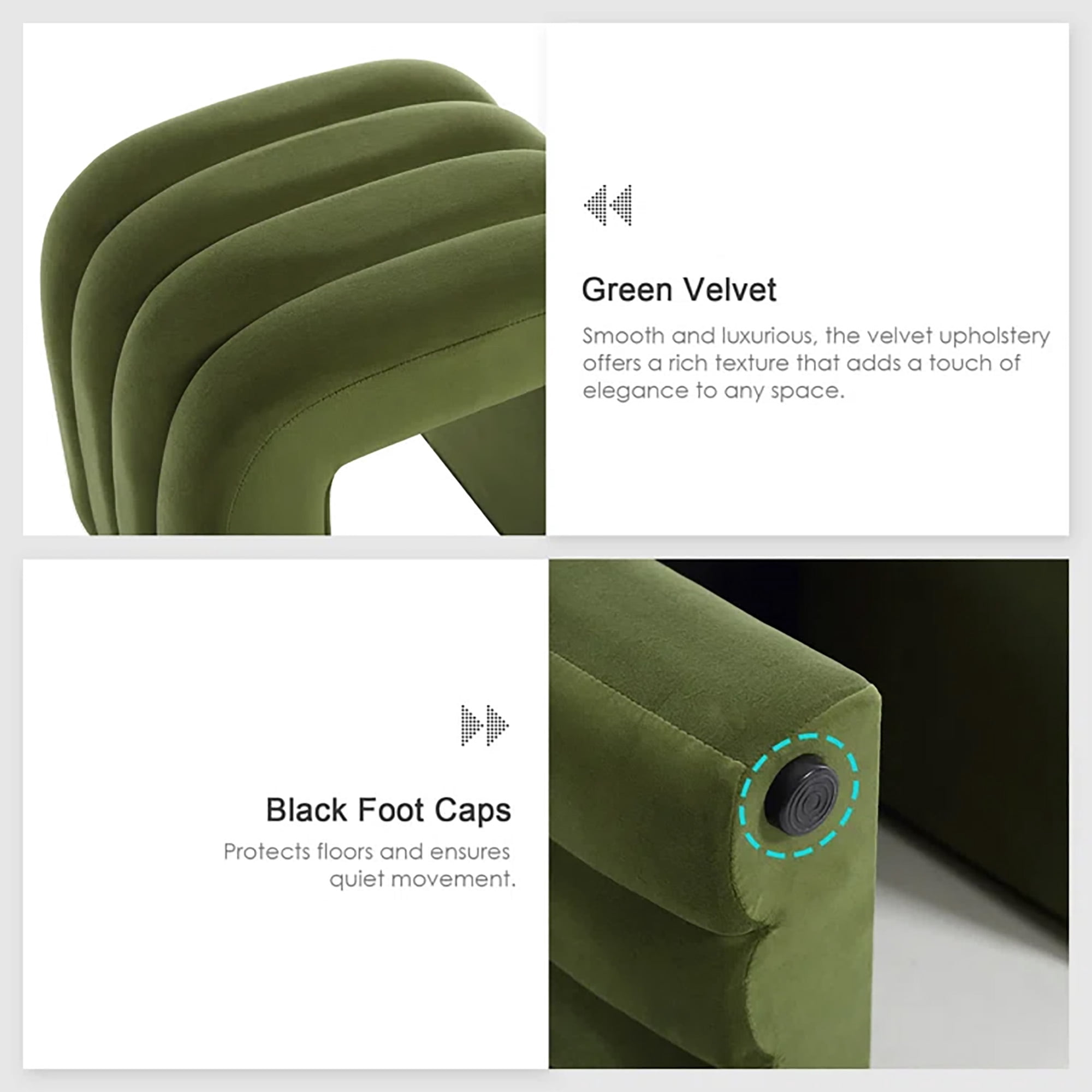 Zesthouse Multi-Functional Ottoman Stool, Tufted Velvet Foot Stools Ottoman for Couch, Modern Vanity Stool for Living Room, Bedroom and Entryway, Green