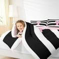 thumbnail image 4 of Feelyou Pink Monogrammed I Full Size Comforter Sets, Geometric Stripes Bedding Comforter Set, Bowknot Princess Reversible Bedding Sets, Super Cozy Room Decor, 3pcs, 4 of 8