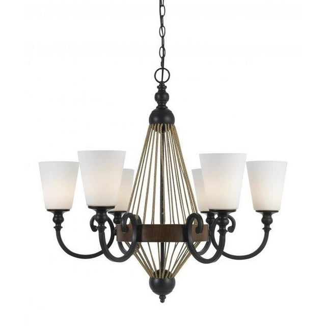 Cal Lighting Monticello Lustre en Métal Durable 30 Pouces Marron/blanc