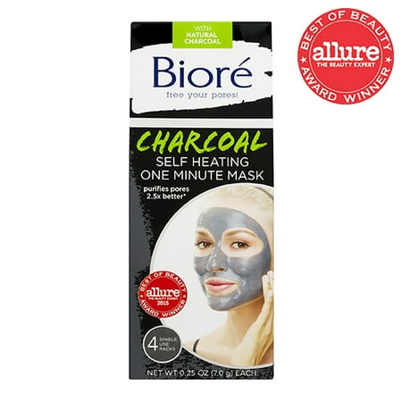 Biore Charcoal Self Heating One Minute Face Mask - 4 PK