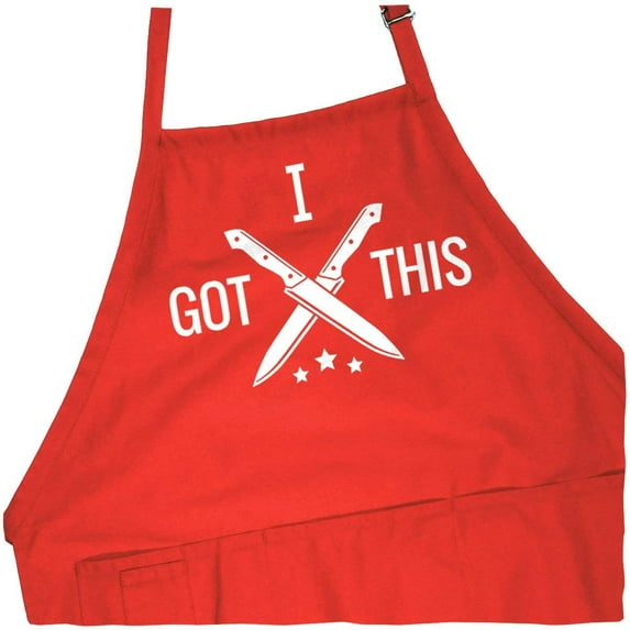ApronMen, BBQ Apron For Men -I Got This - 100% Cotton Funny Cooking Aprons For Men with Pockets - Red Color