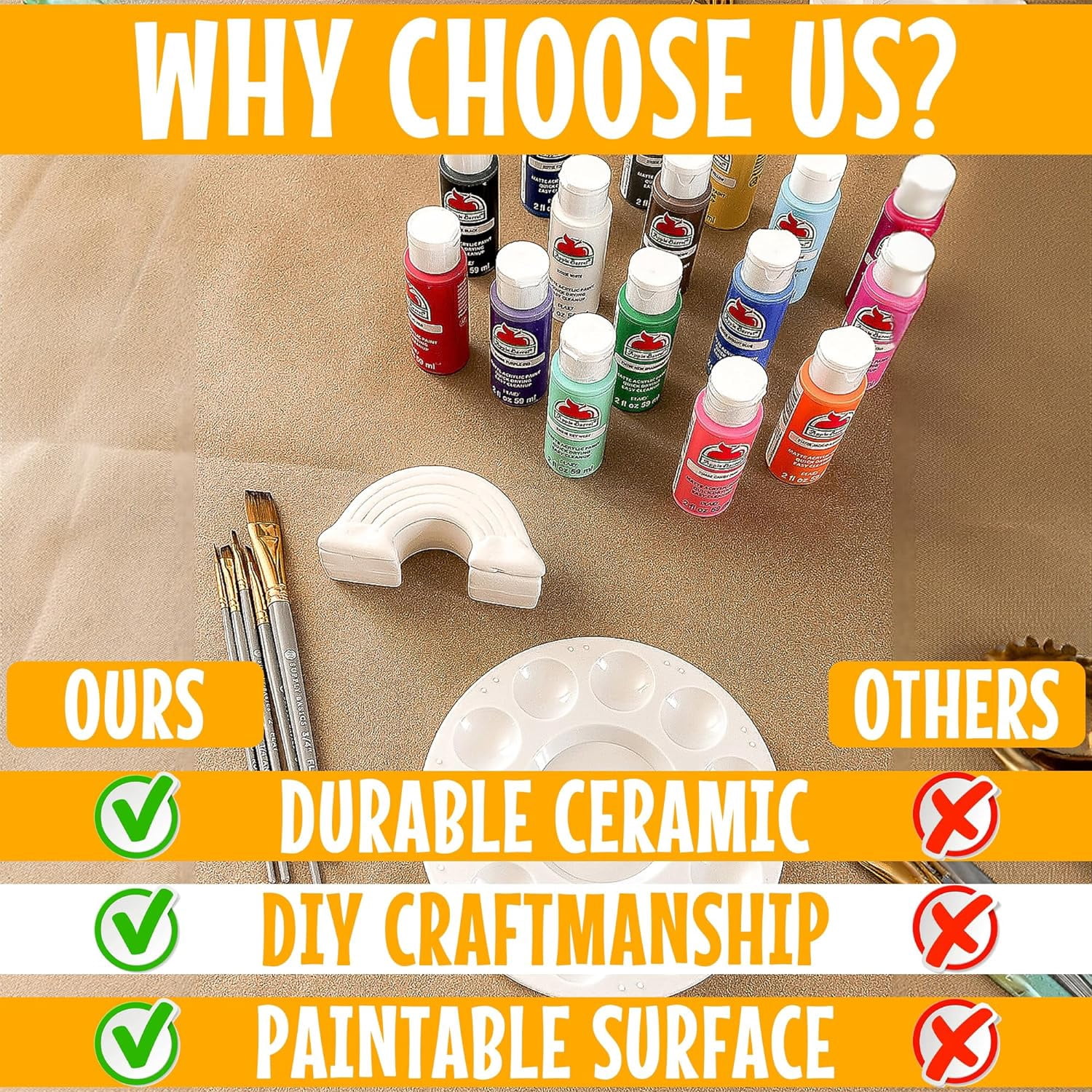 Fun Express 12 Pieces Paint Your Own Ceramic Rainbow Box, DIY Crafts for Kids and Fun Home Activities, Craft Kits
