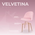 thumbnail image 4 of Sillas de Comedor de Terciopelo con Patas de Acero Acabado Tipo Madera Estilo Moderno - Sillas de Comedor Tapizadas Minimalista con Relleno Suave Set 2 Piezas Rosa, 4 of 5