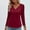 Wine, variant on Women's V-Neck Long Sleeve Lace T-Shirt Casual Solid Blouse Top