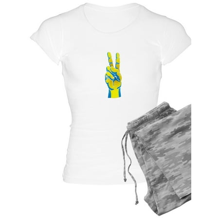 

CafePress - Peace For Ukraine Ukrainian Hand Peace Sig Pajamas - Women s Light Pajamas
