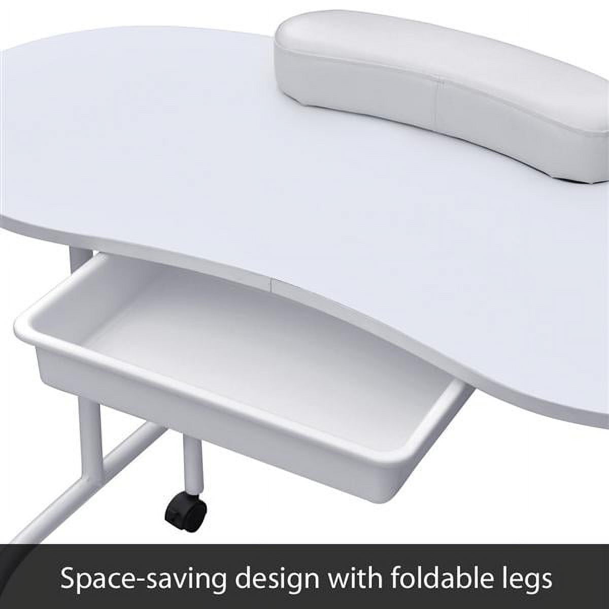 Renwick Folding Manicure Table with Wrist Cushion Bag,White