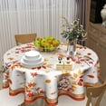 thumbnail image 6 of Happy Autumn Tablecloth Round 60 Inch Fall Leaf Harvest Table Cloths Polyester Fabric Thanksgiving Fall Leaf Seasonal Table Cover for Kitchen Dining Room Picnic Party Autumn/Fall Outdoor, 6 of 6