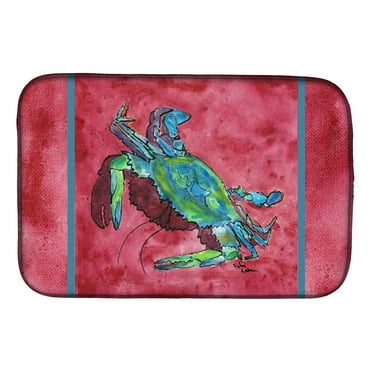 Carolines Treasures Crab Dish Drying Mat, 14" x 21", Multicolor