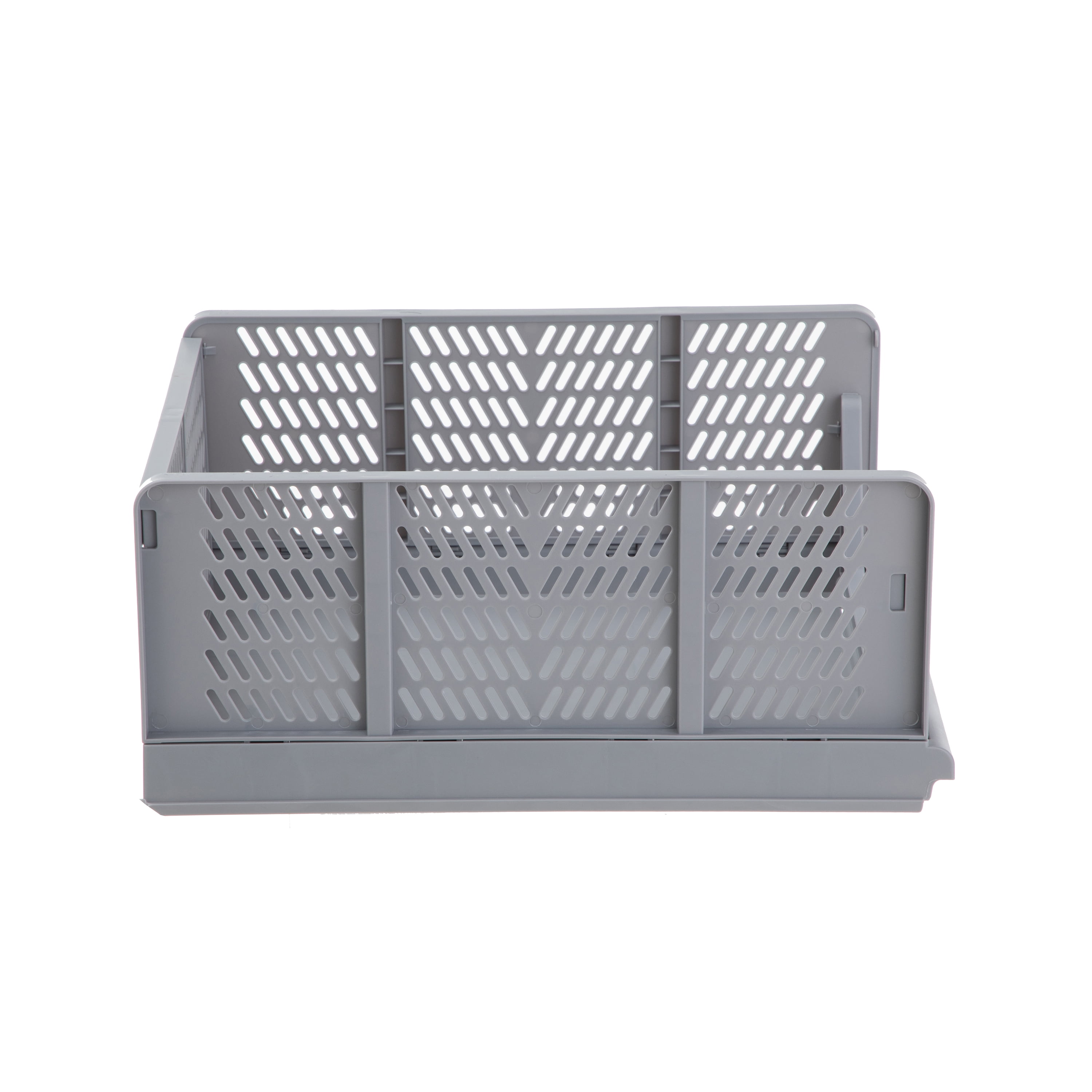 Your Zone Kids Collapsible Stacking Plastic Storage Bin, Grey, 13 in x 17 in x 1.3 in
