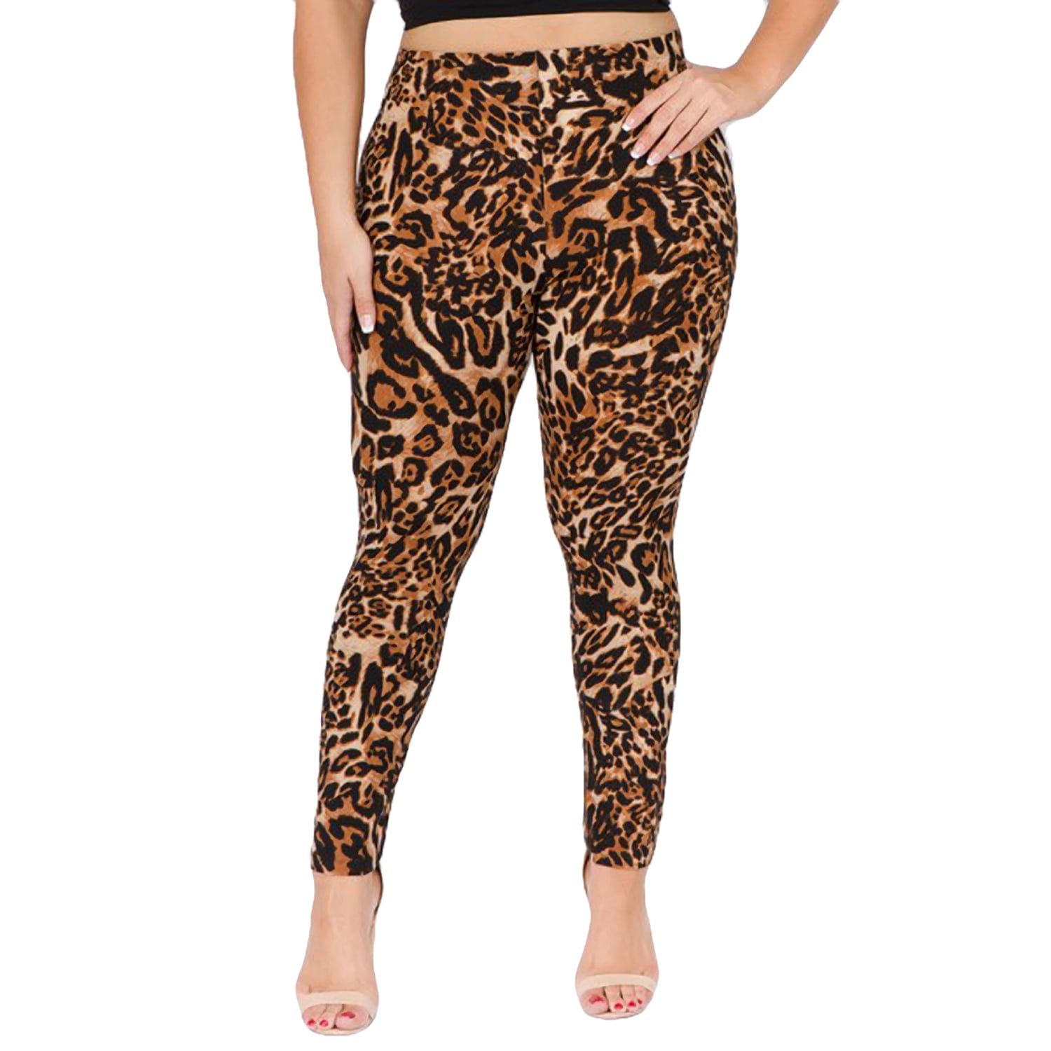 Cheetah Leopard Animal Print Women's CAPRI Leggings TC Plus Size 10-18 