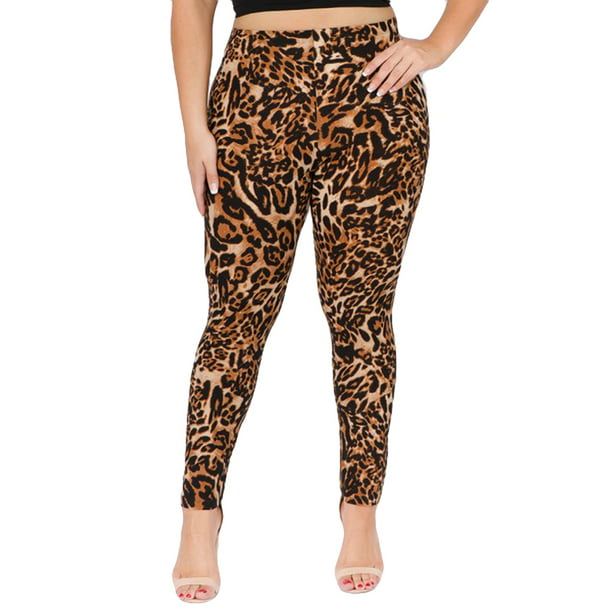 HoneyComfy - Women's Classic Leopard Print Leggings (Plus Size ...