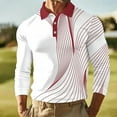 thumbnail image 3 of Stamzod Long Sleeve Work Shirts for Men Fashion Strip Printed Turndown Pulover Basic Tee Tops Casual Workout Shirts for Men Red B M, 3 of 4