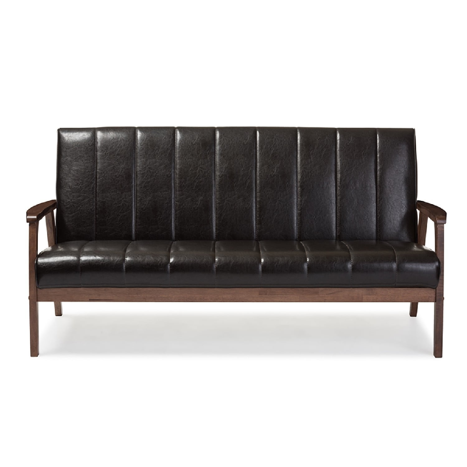 家具 sweetback Baxton Studio Venza Mid-Century Modern Walnut Wood Black Faux