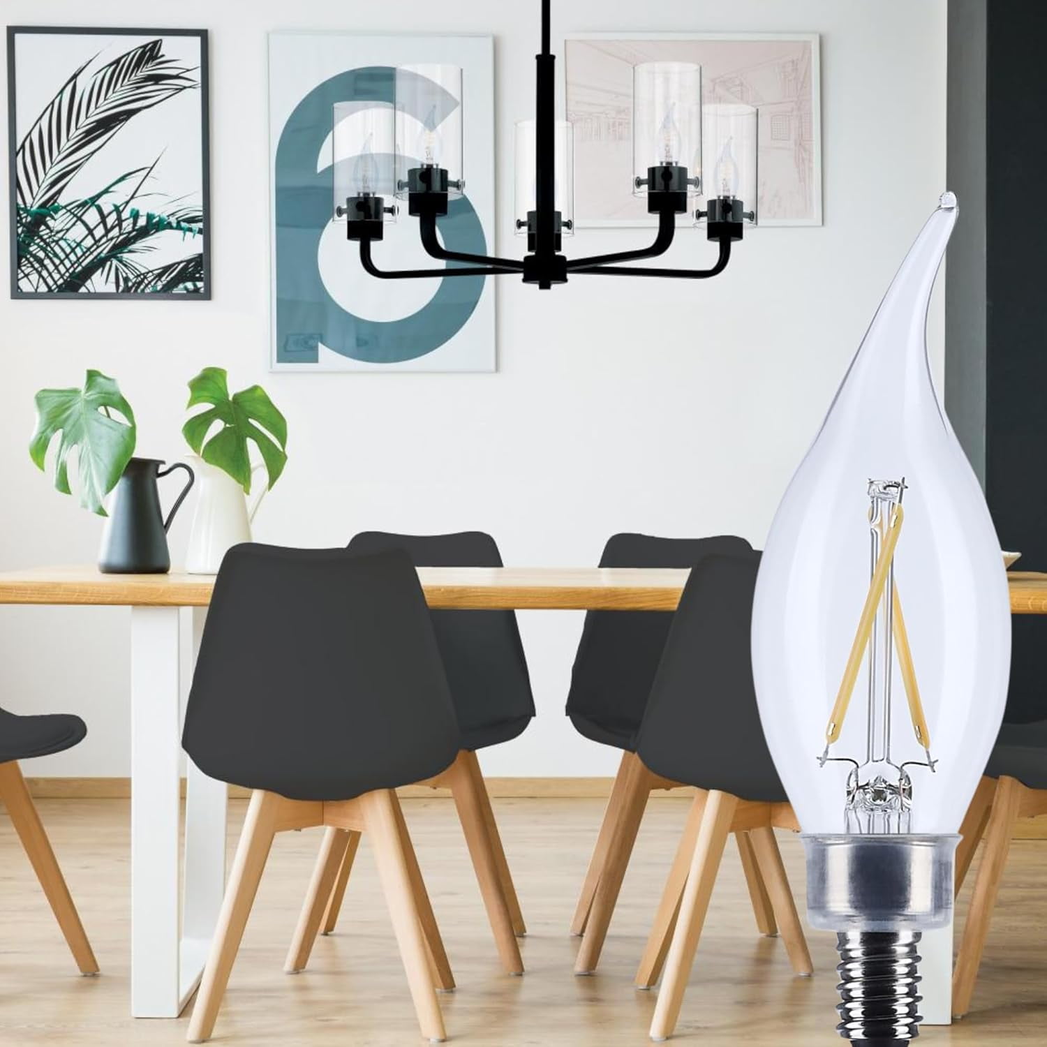 SATCO S12505 CA10 LED Light Bulbs 3W 120V 3000K 200 Lumen E12 Candelabra Base Dimmable Wet Location (6 Pack)