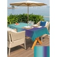 thumbnail image 5 of Outdoor Tablecloth with Umbrella Hole for Patio/Picnic/Party/Camping, Teal Purple Ombre Waterproof Table Cloth Rectangle Table Cover Washable, Modern Art Abstract Aesthetics (52"x 70"), 5 of 8
